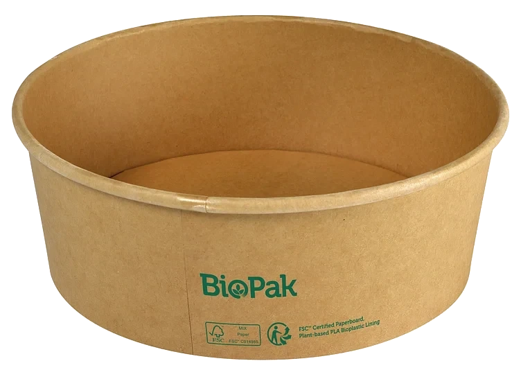 Skål ronda bred papp brun h6,6cm ø18,4cm 1300ml  25stk