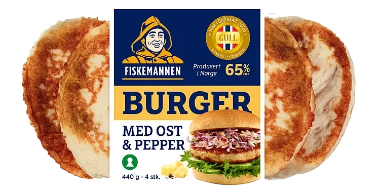 Fiskeburger Pepper&Ost 440g Fiskemannen
