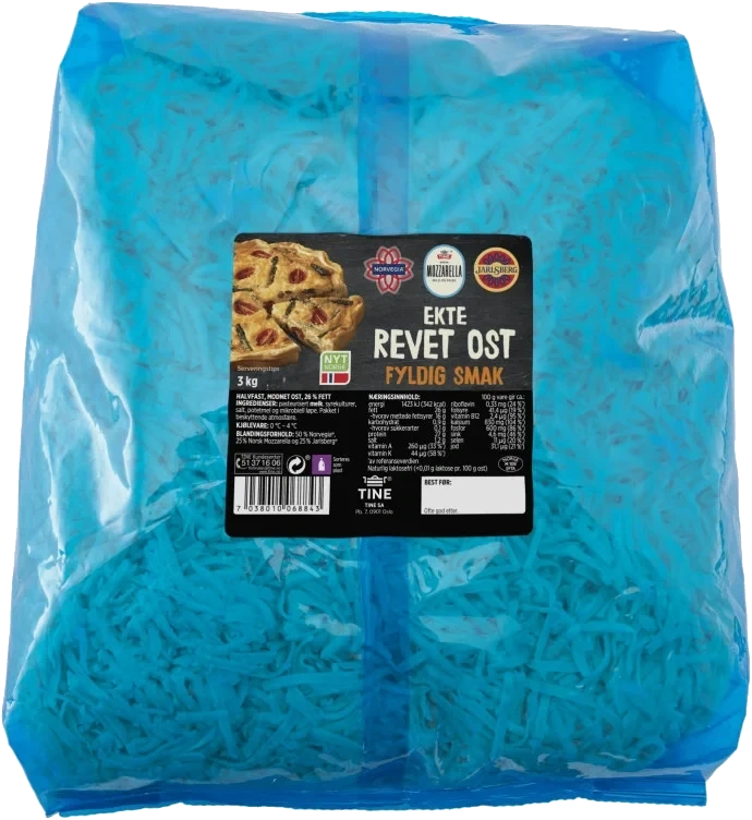 Revet Ost Fyldig Smak 3kg Tine