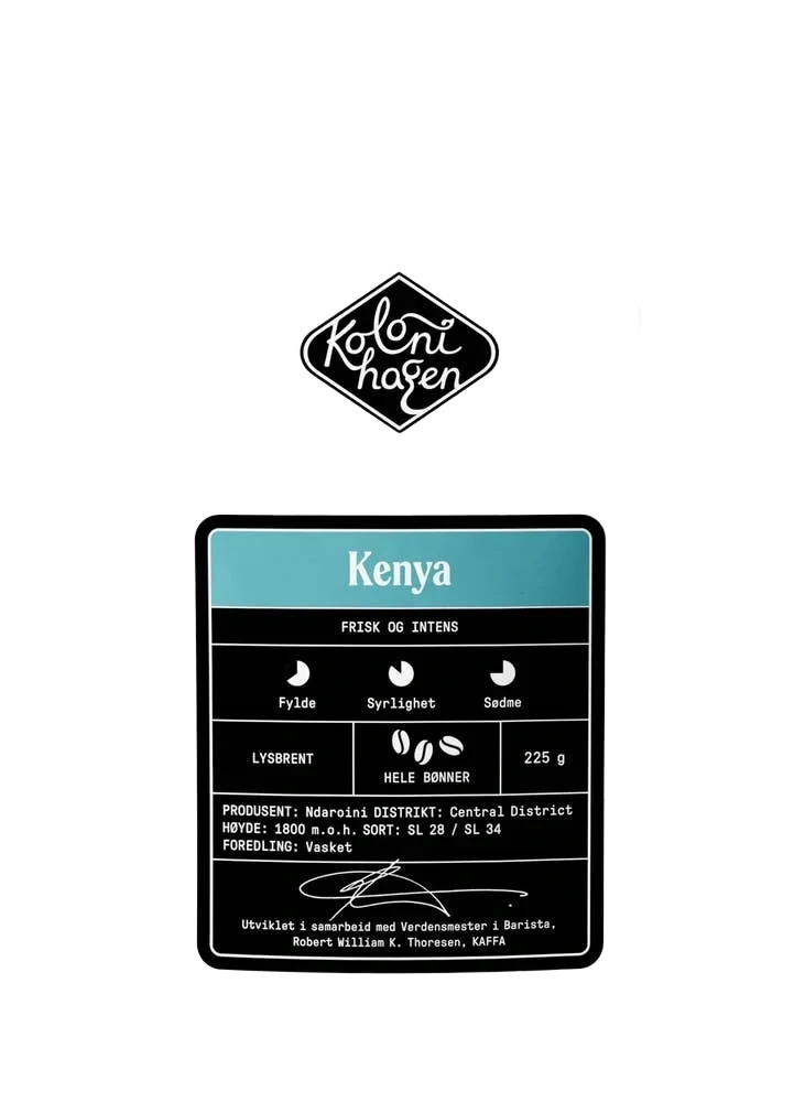 Kaffe Kenya Hele bønner, frisk og intens, 225 g