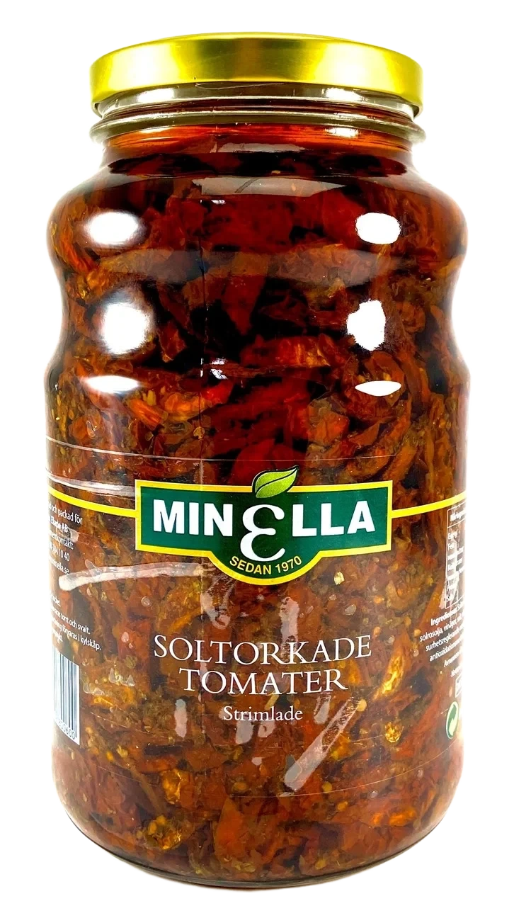 Soltorkade tomater strimlade