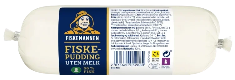 Fiskepudding Pølse u/melk 400g Fiskemannen