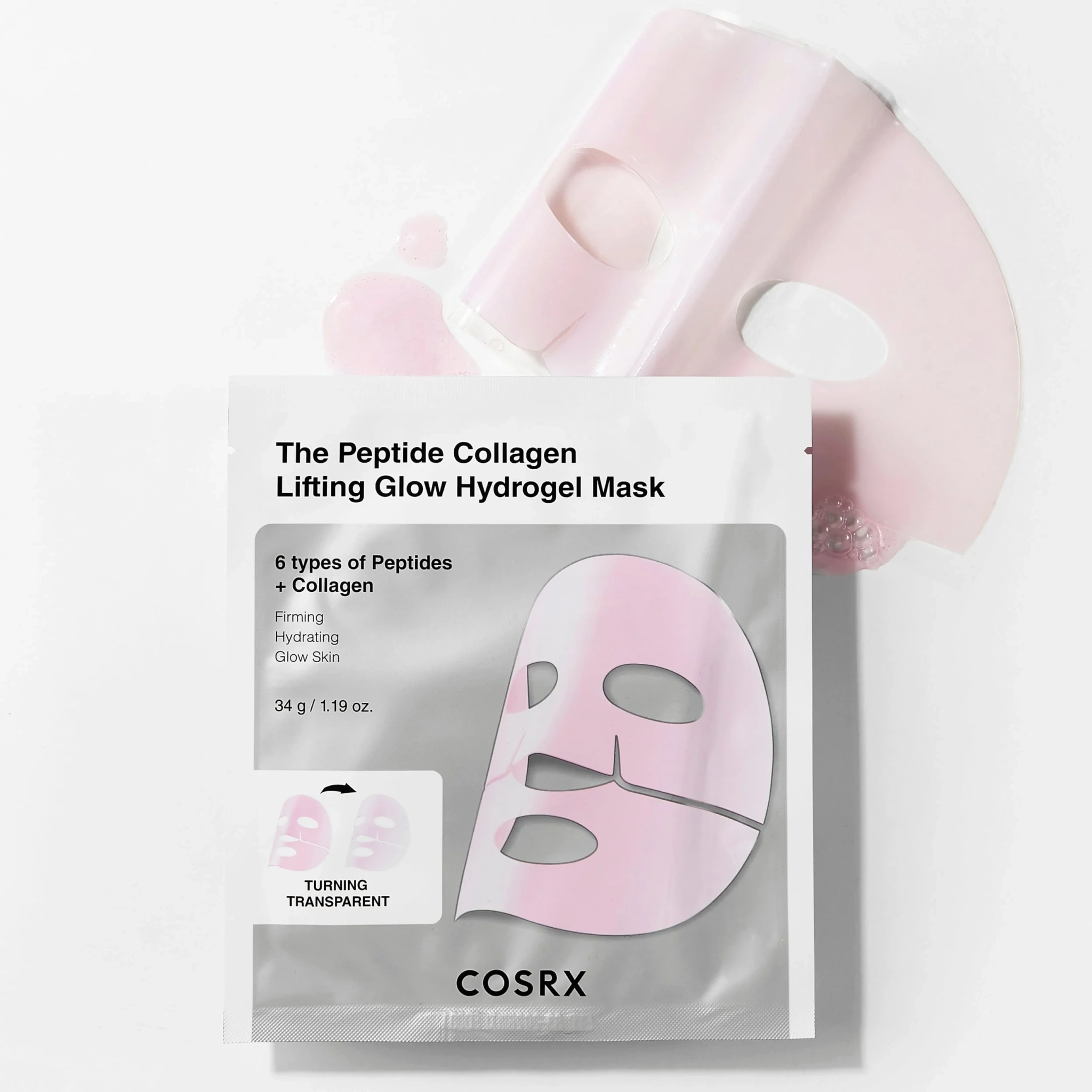 COSRX The Peptide Collagen Lifting Glow Hydrogel Mask, 3 stk.