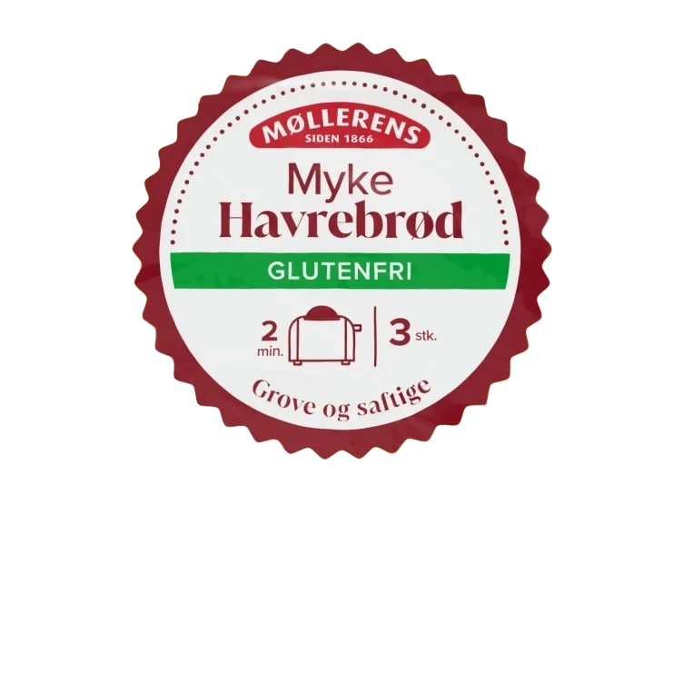 Havrebrød Runde Myke Gl.Fri 3stk Møllerens