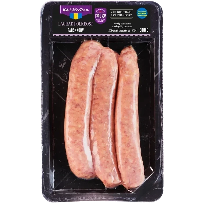 Färskkorv lagrad Folkeost 300g ICA Selection