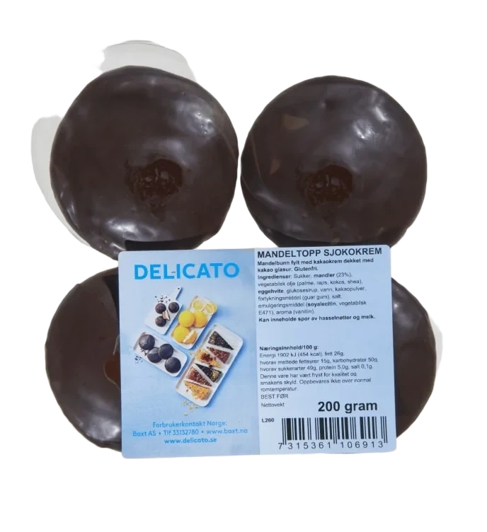 Mandeltopp m Sjokolade 200g Delicato