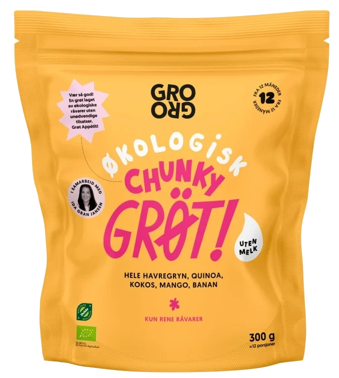 Pulvergrøt Chunky Mango&Kokos&Banan 300g Grogro