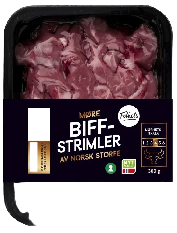 Storfe Biffstrimler 300g Folkets