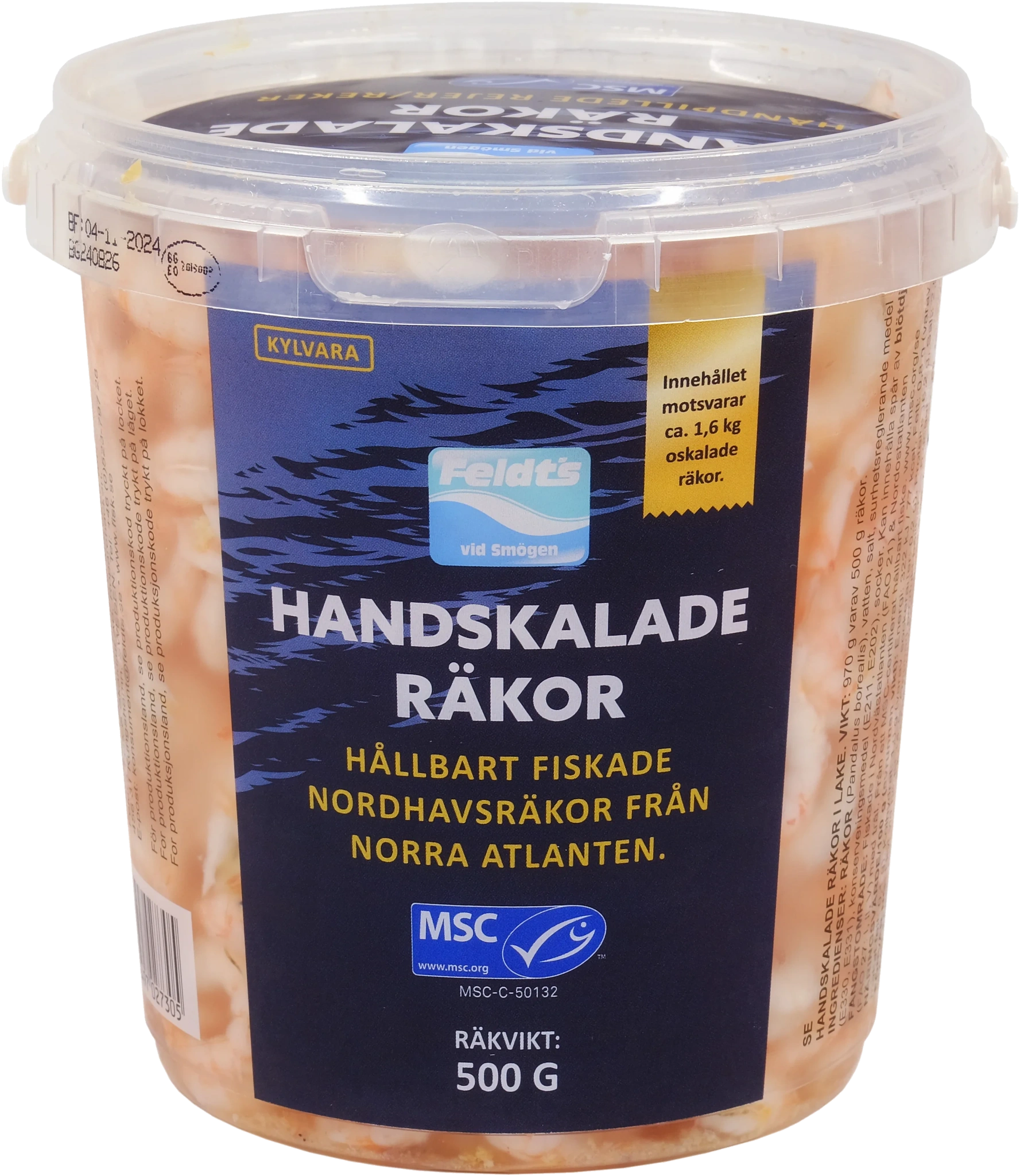 Handskalade räkor i lake, MSC