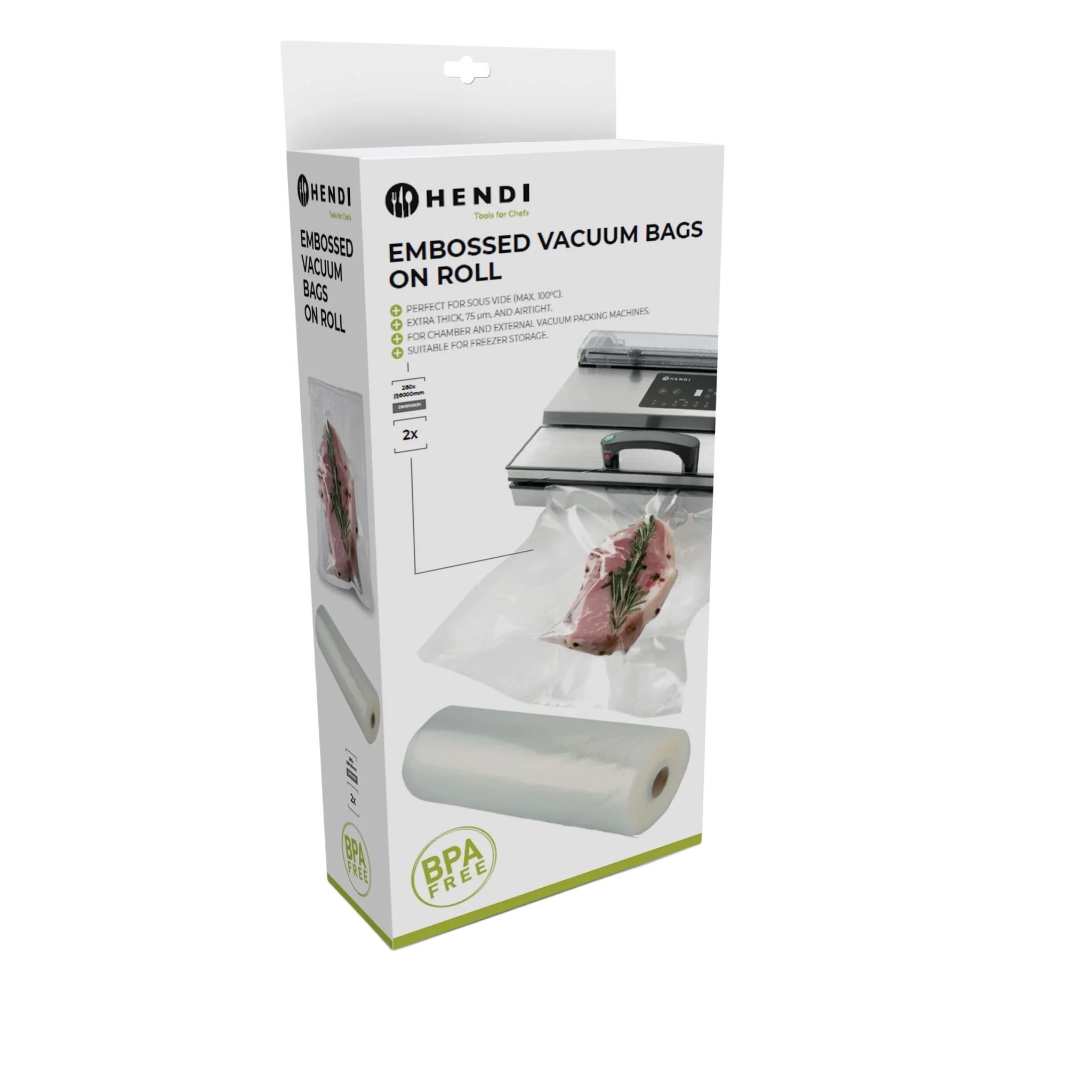 Embosed bags for strip packaging machine