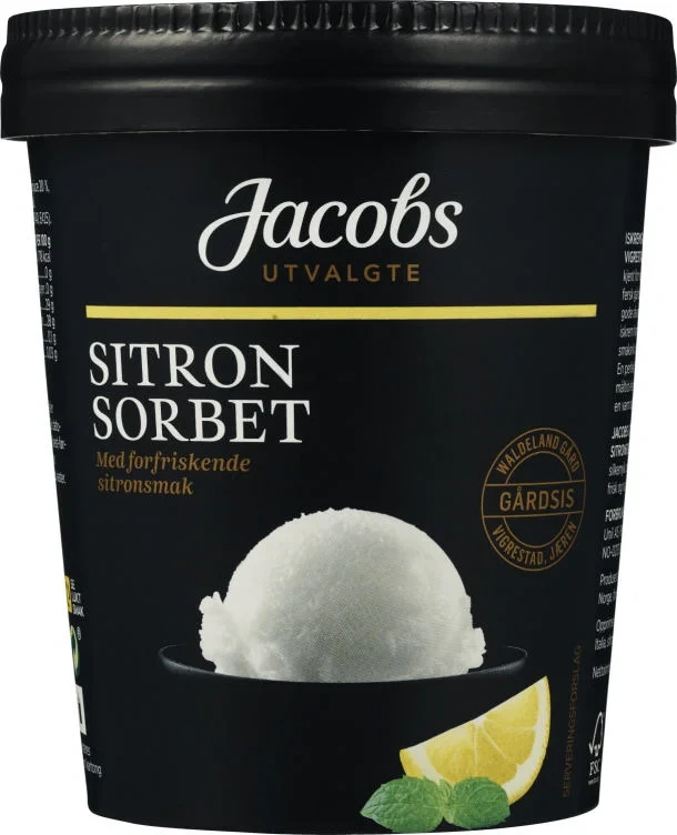 Sitronsorbet 500ml Jacobs Utvalgte