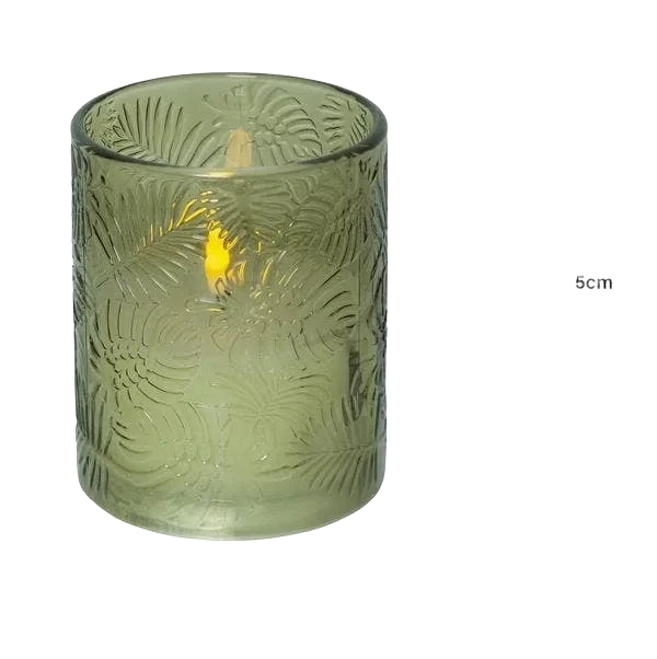 Blockljus LED Flamme Leaf Grön 10x12,5cm