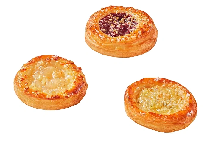 Mini tartelette miksboks (eple/pære, pasjon/ananas og solbær/eple) 35 g, kartong 144 stk