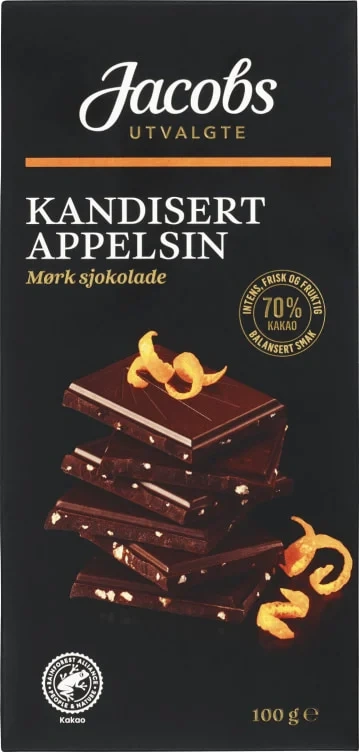 Sjokolade Mørk 70% Appelsin 100g Jacobs Utvalgte