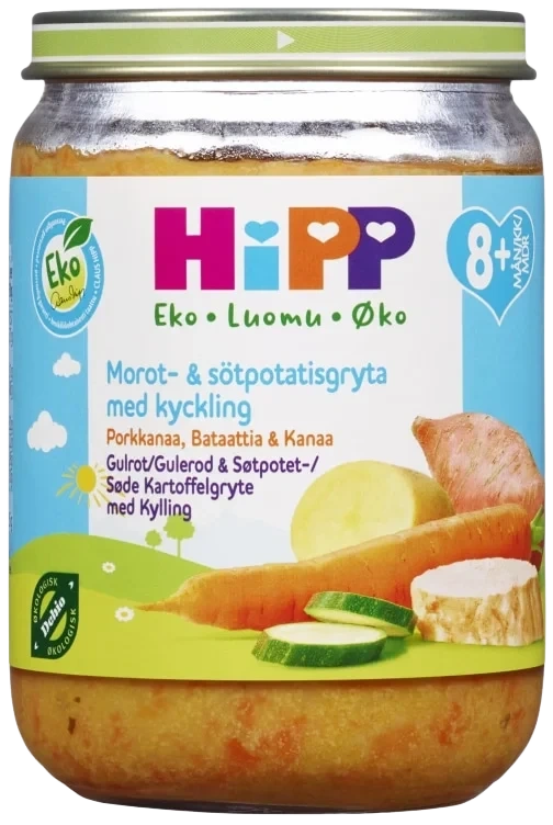 Gulrot/søtpotgryte m Kylling 8 m Hipp