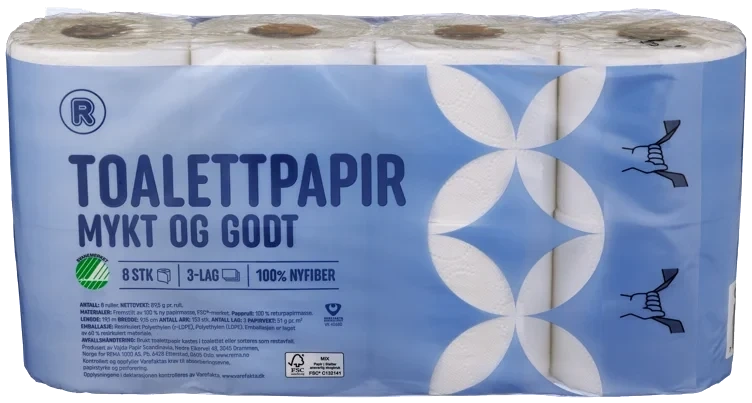 Toalettpapir 3-lags  8pk