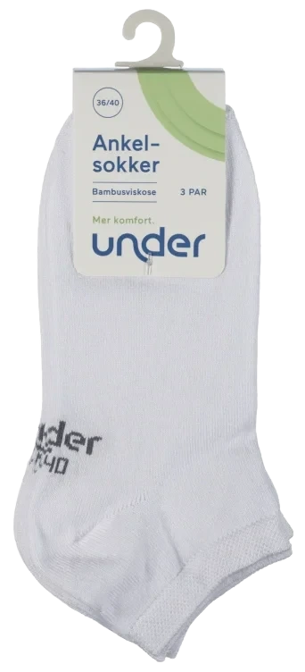 Ankelsokker Bambus Hvit 36/40 3pk Under