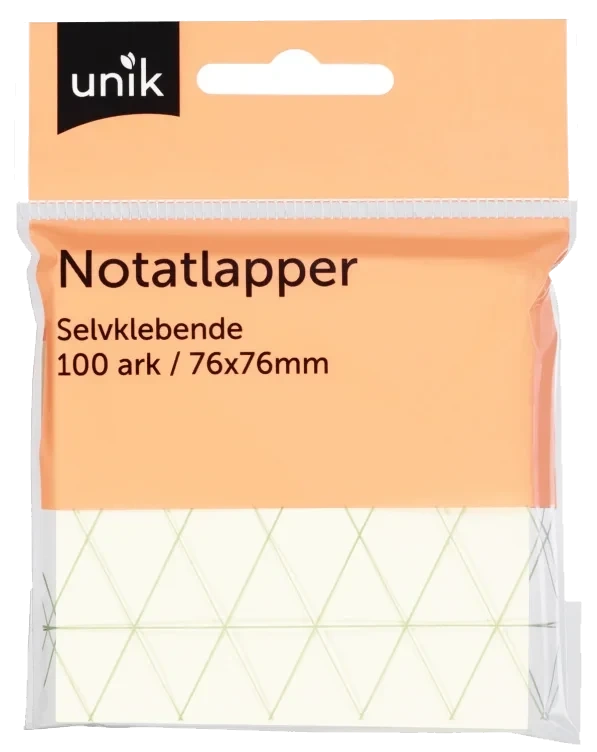 Notatlapper Selvklebende 76x76mm 100ark Unik