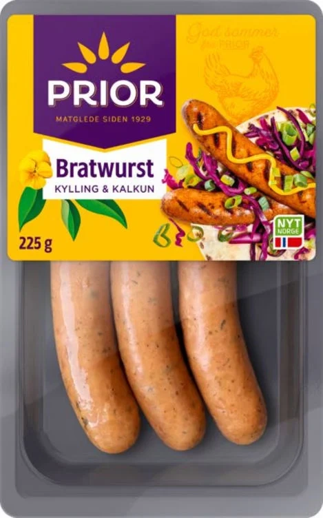 Bratwurst Kylling&Kalkun 225g Prior