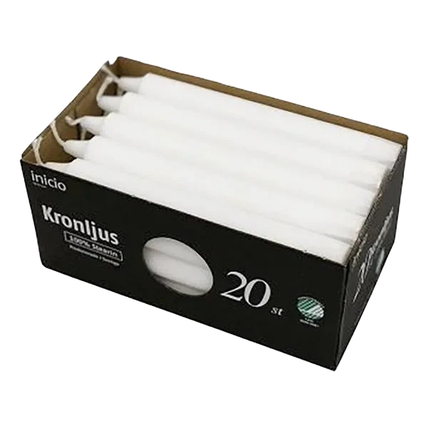 Hvite Kronlys - 20pk