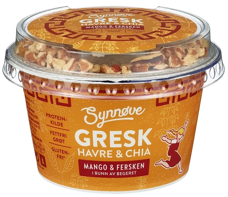Yoghurt Gresk Duo Mango,Fersken&Pekan 158g Synnøve