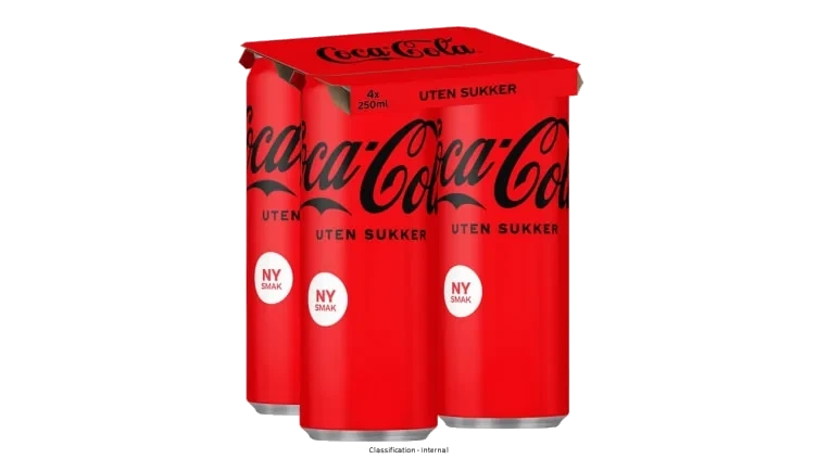 Coca-Cola u/Sukker 0,25lx4 boks