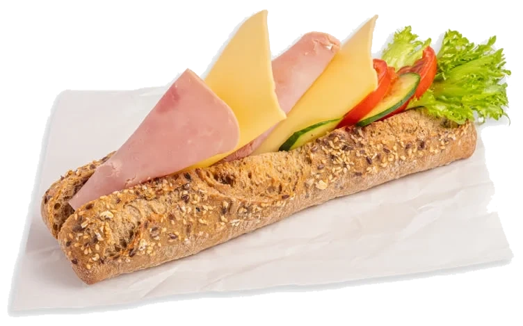 Grov baguette m/ost & skinke