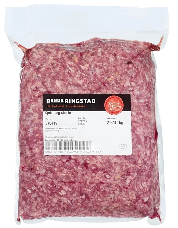 Kjøttdeig uten salt&vann  ca 4x2,5kg   kg
