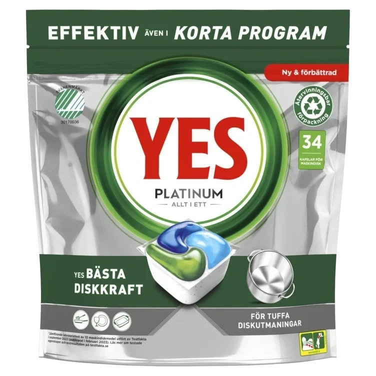 Yes Maskinoppvask Platinum Alt i Ett 34stk