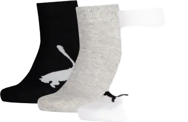 Puma Kids Quarter 3pk White/grey/black 27/30