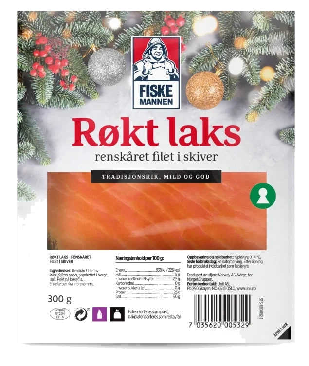 Laks Røkt skivet 300g Fiskemannen