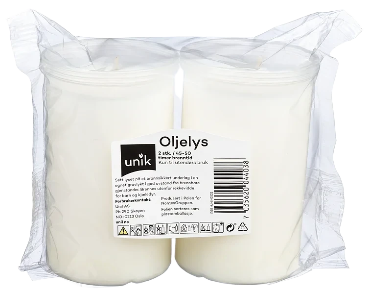 Oljelys 9,5cm 2pk Unik