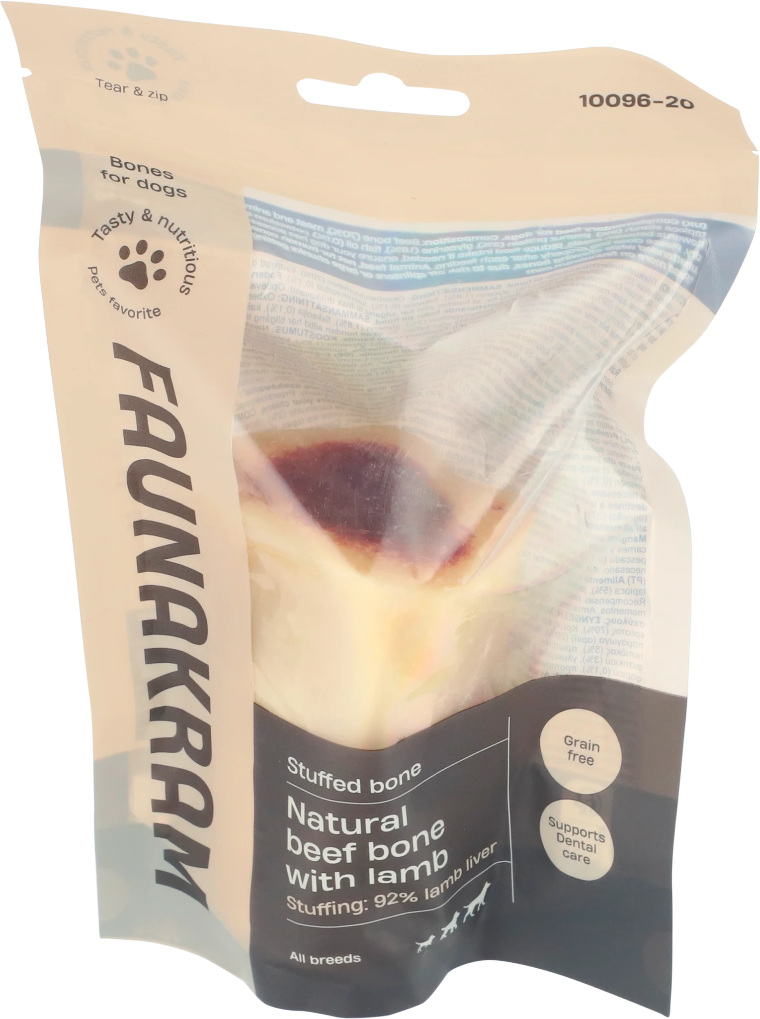 Faunakram Natural beef bone with stuffing: 92% lam