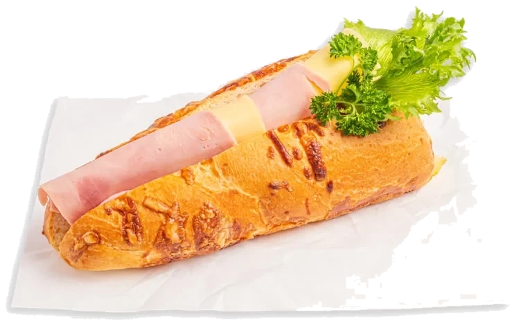 Ostebaguette m/ ost & skinke