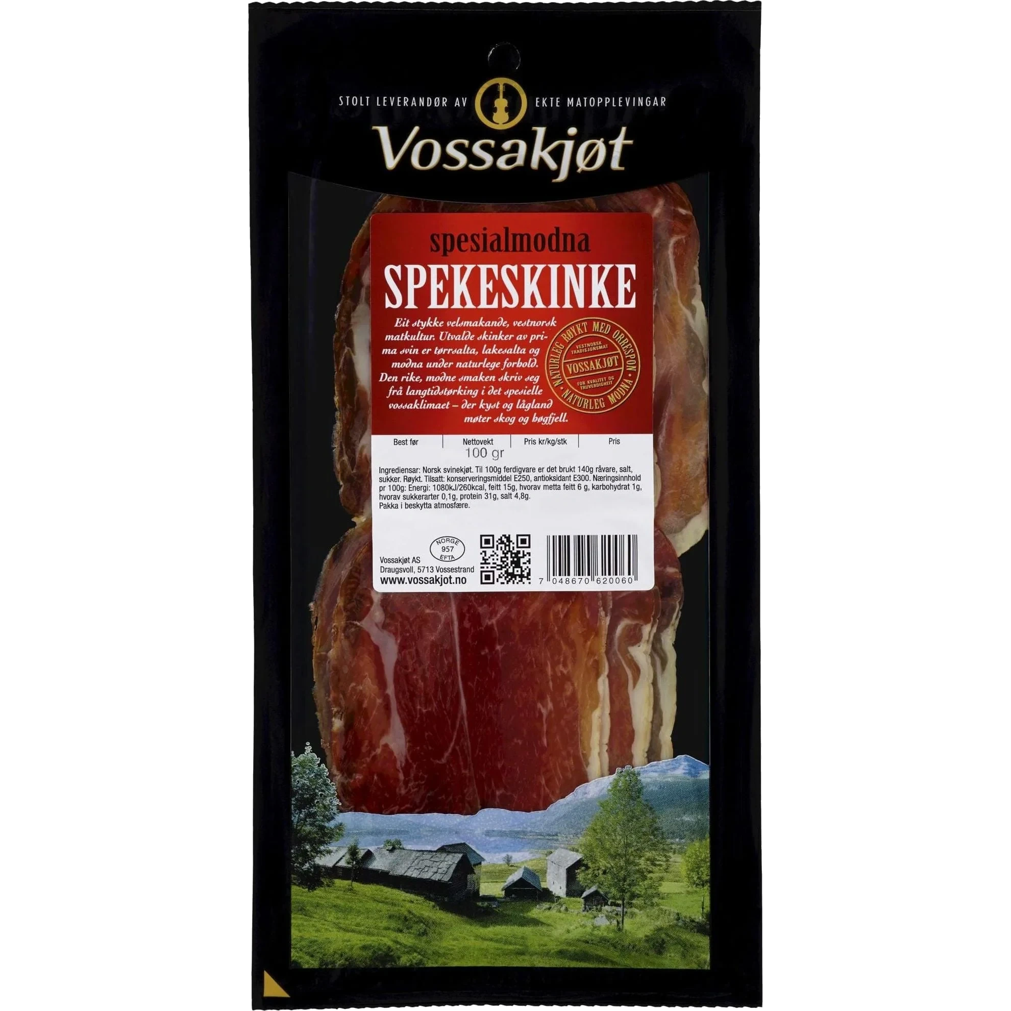 Spekeskinke Skåret 100g Vossakjøt