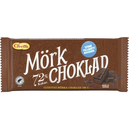 Cloetta Mørk Melkesjokolade 72% 100g
