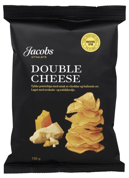 Potetchips Tykke Double Cheese 150g Jacobs