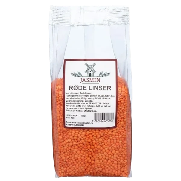 Røde Linser 500g Jasmin