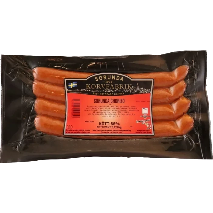 Kryddkorv Chorizo Smal 86% Kötthalt 260g Sorunda korvfabrik