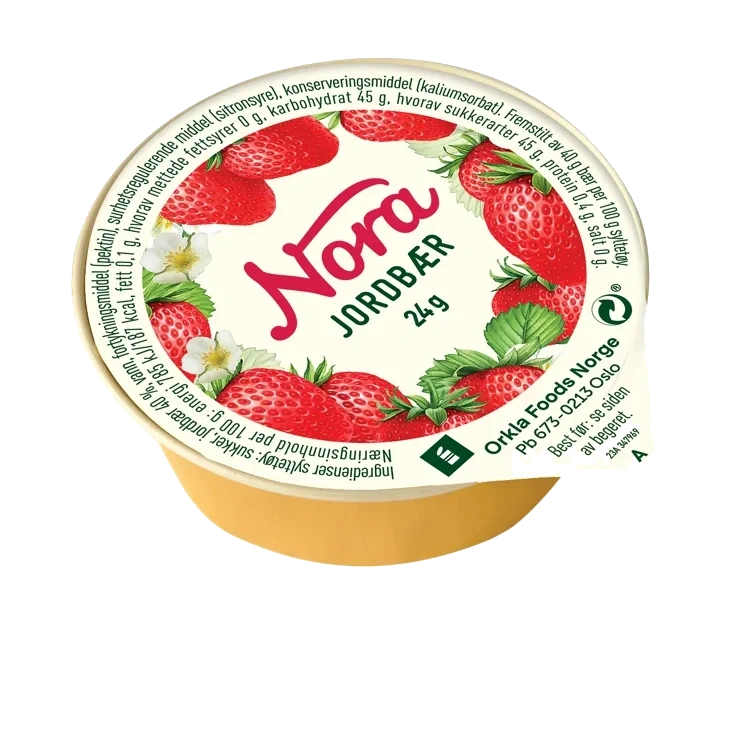Jordbærsylt Porsj 24g Nora