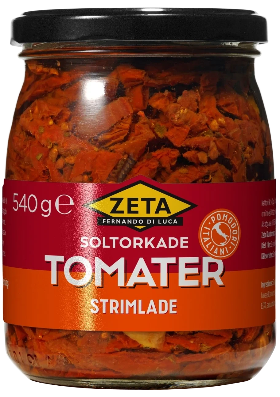 Soltorkade tomater, strimlade