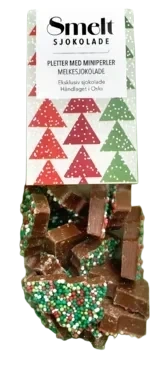 Smelt Sjokoladepletter Juletrær med Miniperler 90g