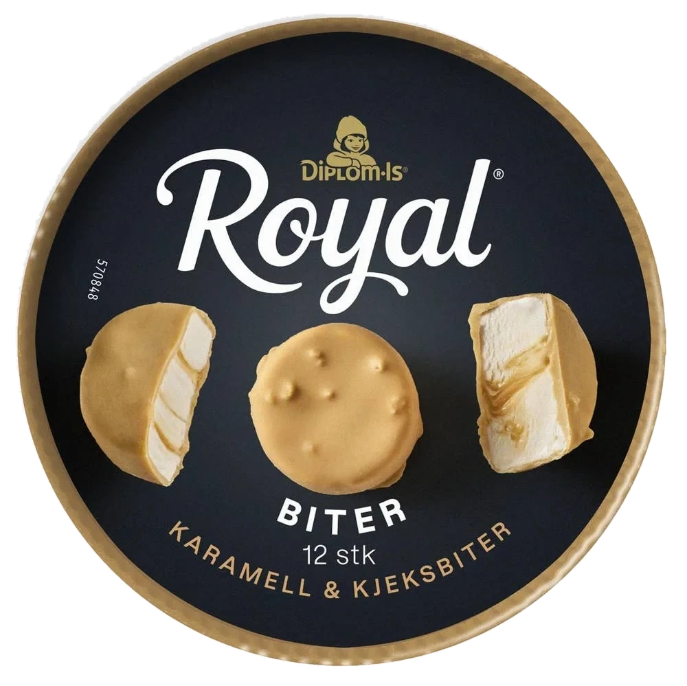 Diplom-is Royal Biter med karamell & kjeksbiter