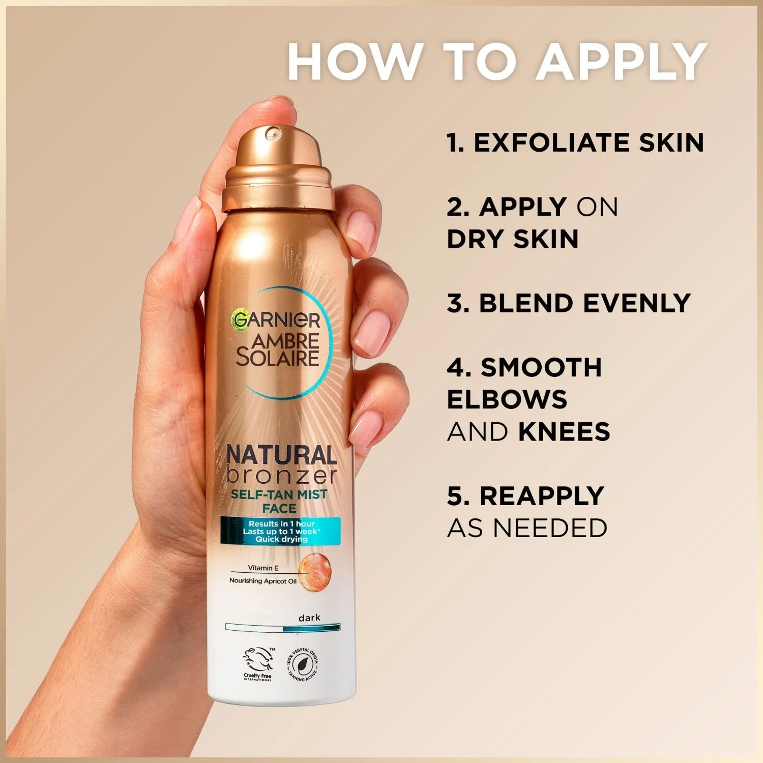 Natural Bronzer Self tan Mist face