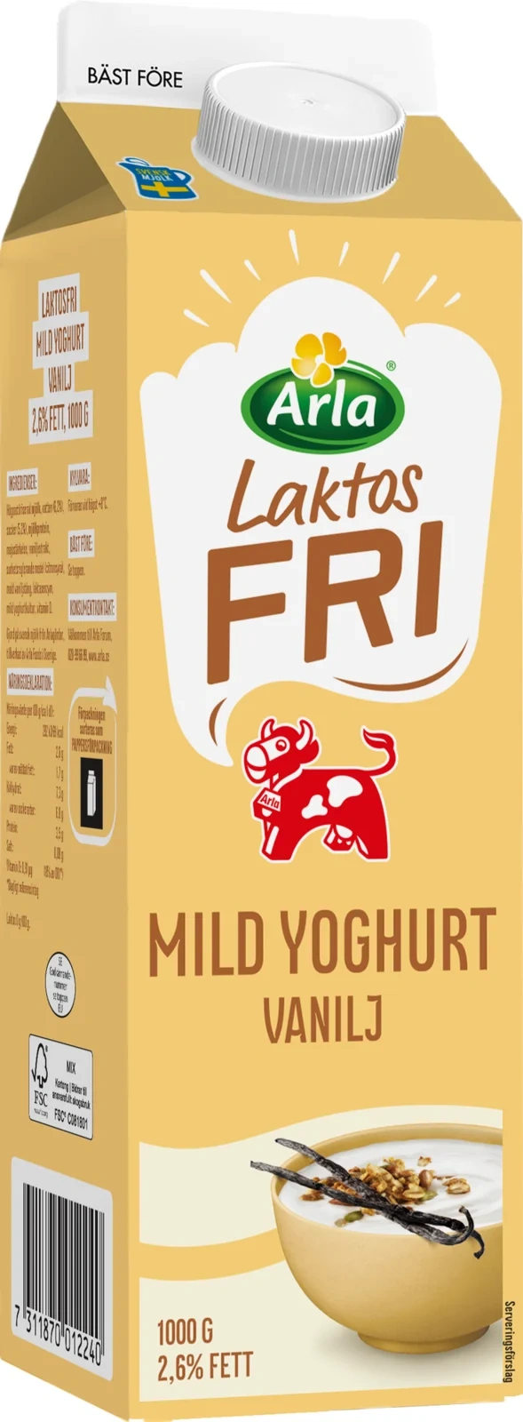 Laktosfri mild yoghurt vanilj 2.6%