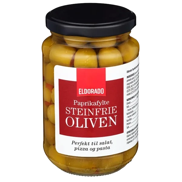 Oliven Paprikafyll u/sten 340g Eldorado