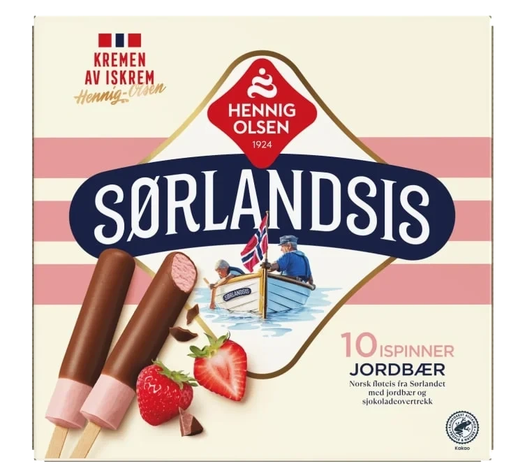 Sørlandsis Jordbær 10stk Hennig-Olsen Is
