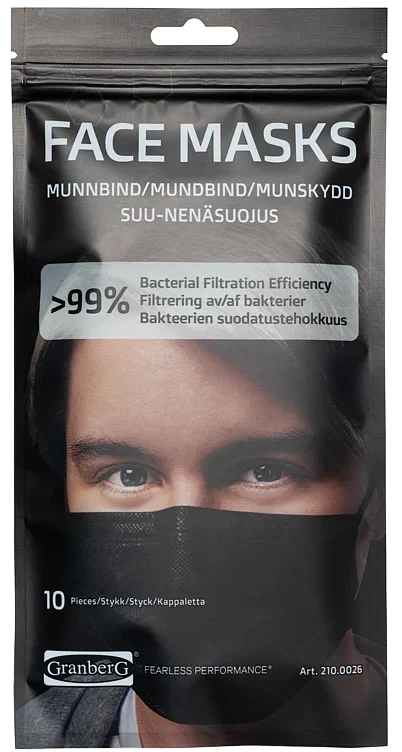 Munnbind Kirurgisk Type Iir Svart 10stk