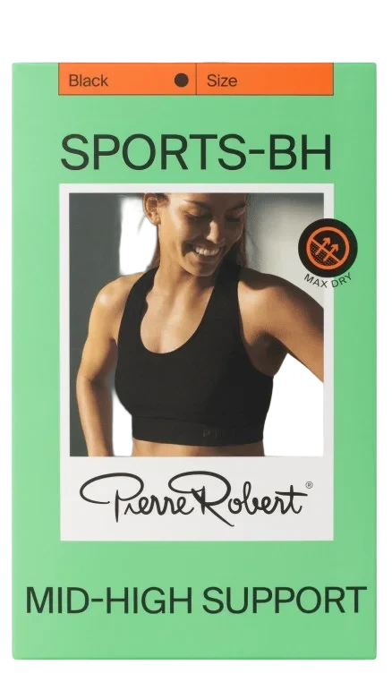 Sports Bra Mid High Black Xl Pierre Robert