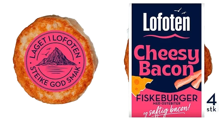 Fiskeburger Cheesy Bacon 4x110g Lofoten